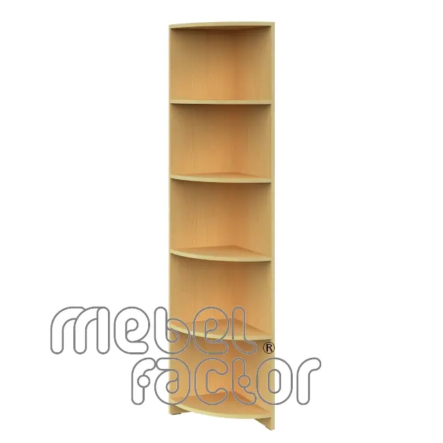 Corner office shelf with five levels
