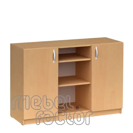 Triple cupboard for office equipment with two levels and doors 2H